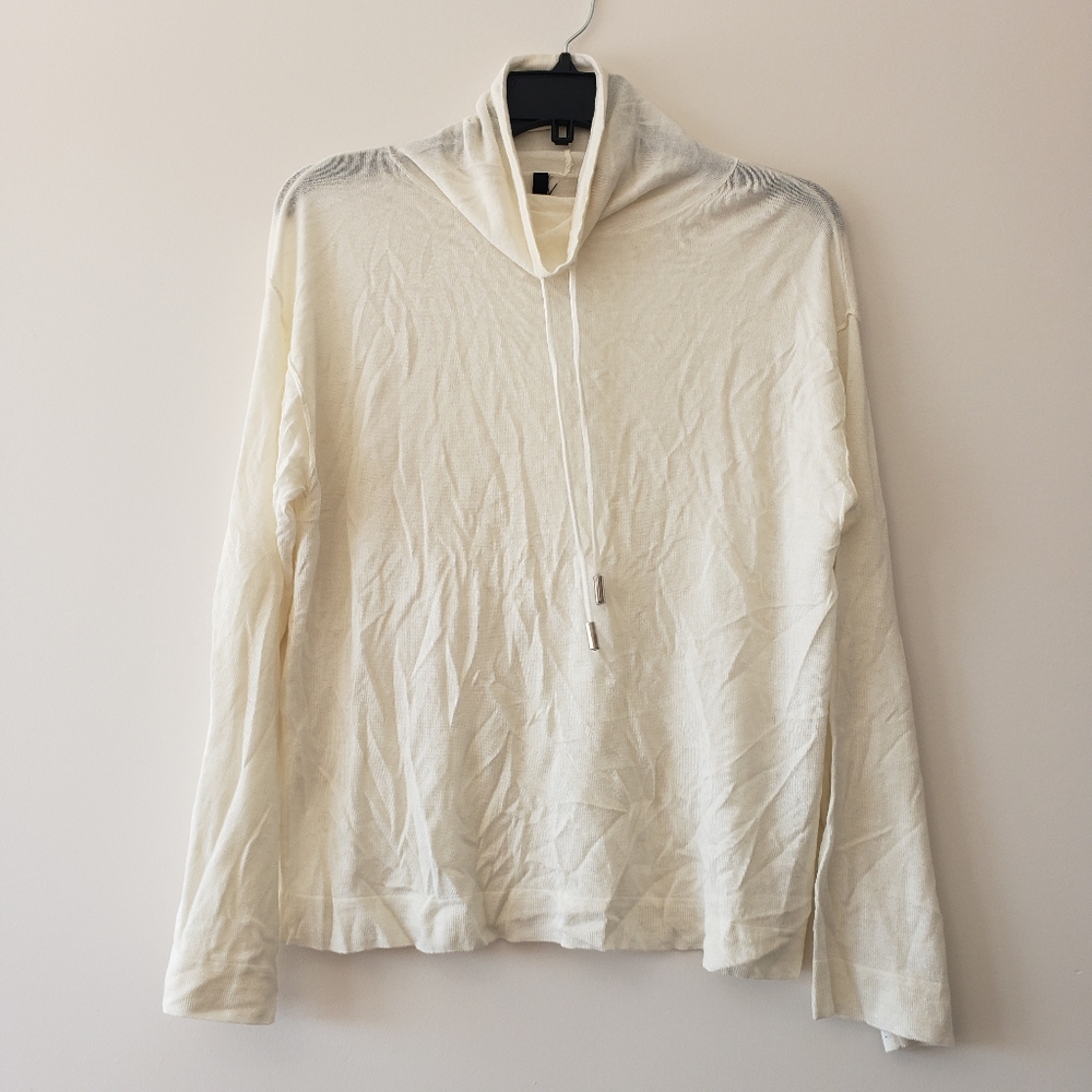 Line the label cashmere blend lightweight cream colored cowl neck sweater S nwot